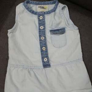 Vintage Toddler Girls OshKosh B'gosh Vestbak Jean Denim Jumper Dress Size 12m